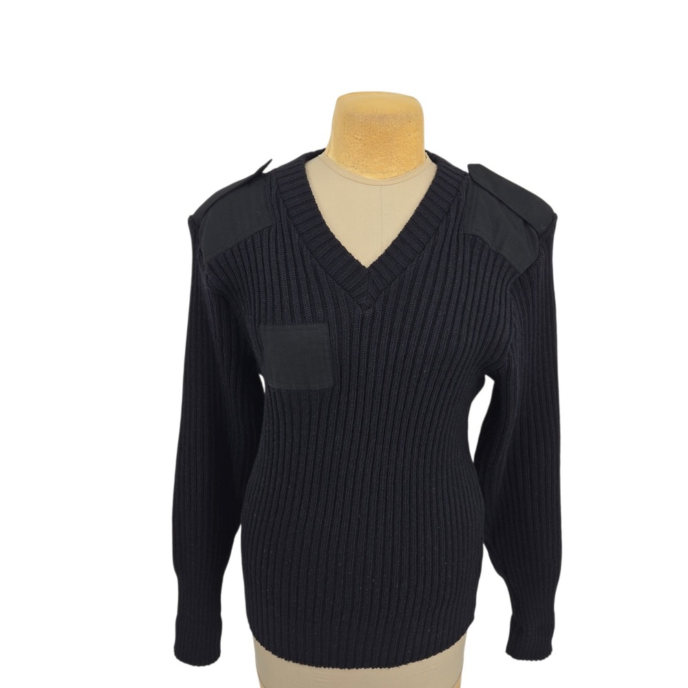 Brigade Quartermasters Woolly Pully Sweater Mens 44 Black Wool Military Vtg Y2K